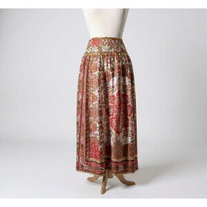 House of Harlow 1960 Maxi Skirt XS Linen Blend Boho Paisley Medallion Orange